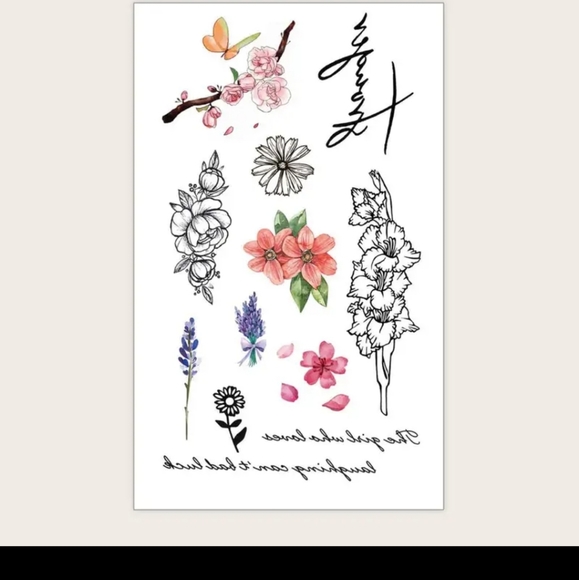 7 Pzs Temporary Tattoos Floral Pattern. Lasting 3-6 days - Picture 6 of 15